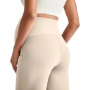 Pantalons de grossesse pour femmes avec jambes larges et taille haute élastique sur le ventre, pantalons avec poches et plis 4