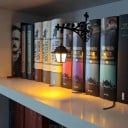 Lampe LED décorative pour bibliothèque Lucerne sur support en métal entre les livres 18 x 18 cm Sans fil sur batterie Nocturne noire 2