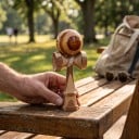Kendama i bambus Japansk leg med bold på snor 18,5 x 7 cm Bold 6 cm Træning af koordinering Til børn og voksne 3