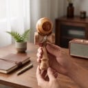 Kendama i bambus Japansk leg med bold på snor 18,5 x 7 cm Bold 6 cm Træning af koordinering Til børn og voksne 4