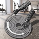 Švihadlo s pleteným lanem a pěnovými rukojeťmi Ochranný návlek proti oděru Na fitness, kardio a kondiční trénink doma Šedo-černé 2
