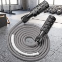 Švihadlo s pleteným lanem a pěnovými rukojeťmi Ochranný návlek proti oděru Na fitness, kardio a kondiční trénink doma Šedo-černé 3
