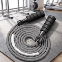 Švihadlo s pleteným lanem a pěnovými rukojeťmi Ochranný návlek proti oděru Na fitness, kardio a kondiční trénink doma Šedo-černé 4