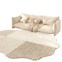 Minimalistisk tæppe Uregelmæssig form Mønster i nuancer af beige 200 x 140 cm Polyester Beige-creme med bølget kant 2