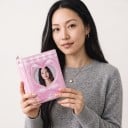 Mini pořadač na fotokarty 10,5 x 7,7 x 3 cm 16 stran PVC Růžový obal s okénkem ve tvaru srdce a mašlí Album na fotokartičky 3