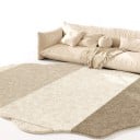 Minimalistisk tæppe Uregelmæssig form Mønster af brede striber 160 x 100 cm Polyester Beige-brun og creme med bølget kant 2