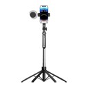 Selfie stick con treppiede FANGTUOSI 180 cm con luce LED circolare e telecomando wireless Treppiede a quattro gambe e supporto per telefono rotante 1