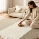 Alfombra Minimalista de Forma Irregular con Borde Ondulado Rayas Diagonales 280 x 180 cm Poliéster Beige con Tonos Marrones 4