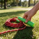 Kinderspringtouw met gevlochten touw 2,5 m en plastic handvatten Verstelbare lengte Willekeurige kleur Voor gym op school, buitenspelen en thuis 2