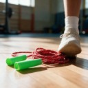 Kinderspringtouw met gevlochten touw 2,5 m en plastic handvatten Verstelbare lengte Willekeurige kleur Voor gym op school, buitenspelen en thuis 4