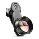 Teleobiettivo per mobile 2x con clip universale Lenti in vetro ottico Filettatura 37 mm Corpo in alluminio Nero Per ritratti e scatti a distanza 1