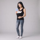 Camiseta sin mangas para mamás con bolsillo canguro para llevar al bebé, camiseta de lactancia con escote en V y tirantes anchos 4