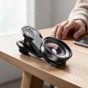 Laajakulmaobjektiivi mobiilille 110° universaalilla klipsillä Optiikkalasi 37 mm kierre Alumiininen runko Musta Ryhmäkuvia varten 2