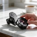 Laajakulmaobjektiivi mobiilille 110° universaalilla klipsillä Optiikkalasi 37 mm kierre Alumiininen runko Musta Ryhmäkuvia varten 5