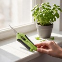 Forbici da giardino con lama curva 16,5 cm Lama stretta in acciaio inossidabile 5 cm Manico antiscivolo con molla Verde Per erbe e fiori 4