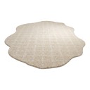 Grande tappeto minimalista a pezzo unico di forma irregolare con bordo ondulato motivo a quadretti 300 x 200 cm poliestere beige chiaro 2