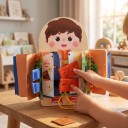 Dřevěná Montessori oblékací deska Povolání 30 x 20 cm S knoflíky zipem suchým zipem a tkaničkou Naučná hračka pro batolata a malé děti 3
