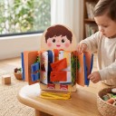 Dřevěná Montessori oblékací deska Povolání 30 x 20 cm S knoflíky zipem suchým zipem a tkaničkou Naučná hračka pro batolata a malé děti 5