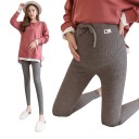 Dames zwangerschapsleggings met verstelbare tailleband en hoge taille over de buik ribgebreide leggings voor zwangere vrouwen 8