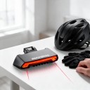 Achterlicht voor fiets ROCKBROS R1 met richtingaanwijzers en laser Draadloze afstandsbediening voor het stuur Remlicht IPX5 USB 11 x 4 x 2,7 cm Zwart 7