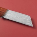 Cuțit de altoit cu lamă lată și tocă din piele 17,1 cm Lama cu două tăișuri Lamă cu model damasc Răhandle din santal Maro 6