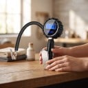 Manometro digitale con pistola di gonfiaggio fino a 200 PSI Misurazione gonfiaggio e sgonfiaggio LCD retroilluminato Alluminio e ottone Nero Per auto 3