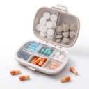 Caja de viaje para medicamentos con 8 compartimentos 11 x 8,5 x 3 cm Paja de trigo Sellado de silicona Dispensador de pastillas de bolsillo 8