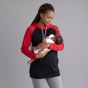 Felpa da donna per gravidanza e allattamento con cappuccio e apertura nascosta per allattamento felpa allungata con tasca a marsupio 4