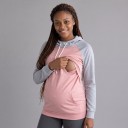 Felpa da donna per gravidanza e allattamento con cappuccio e apertura nascosta per allattamento felpa allungata con tasca a marsupio 8