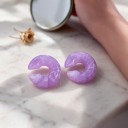 Klipsy bez propichovania 1 pár Mramorované záušnice vo tvare C z akrylu Ľahké krúžky na chrupavku ucha Ear cuff pre ženy 2