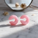 Klipsy bez propichovania 1 pár Mramorované záušnice vo tvare C z akrylu Ľahké krúžky na chrupavku ucha Ear cuff pre ženy 4