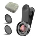 Obiettivo macro per smartphone 30–120 mm con filtro CPL e filtro a stella Ingrandimento 10x Filettatura 37 mm Clip lunga e custodia Nera per iOS 1