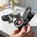 Obiettivo macro per smartphone 30–120 mm con filtro CPL e filtro a stella Ingrandimento 10x Filettatura 37 mm Clip lunga e custodia Nera per iOS 5