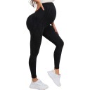 Dames zwangerschaps sportleggings met hoge taille over de buik elastische gemêleerde leggings voor zwangere vrouwen lang 1