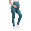 Dames zwangerschaps sportleggings met hoge taille over de buik elastische gemêleerde leggings voor zwangere vrouwen lang 13