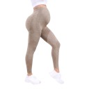 Dames zwangerschaps sportleggings met hoge taille over de buik elastische gemêleerde leggings voor zwangere vrouwen lang 9