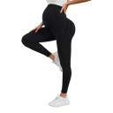 Dames zwangerschaps sportleggings met hoge taille over de buik elastische gemêleerde leggings voor zwangere vrouwen lang 3