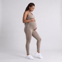 Dames zwangerschaps sportleggings met hoge taille over de buik elastische gemêleerde leggings voor zwangere vrouwen lang 12