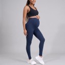 Dames zwangerschaps sportleggings met hoge taille over de buik elastische gemêleerde leggings voor zwangere vrouwen lang 8