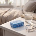 Mini gyógyszeres doboz 3 rekesszel 7 x 5 x 2,6 cm Átlátszó műanyag Felső fedél Zsebre tehető tablettás tároló 5