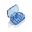 Mini gyógyszeres doboz 3 rekesszel 7 x 5 x 2,6 cm Átlátszó műanyag Felső fedél Zsebre tehető tablettás tároló 6
