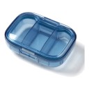 Mini gyógyszeres doboz 3 rekesszel 7 x 5 x 2,6 cm Átlátszó műanyag Felső fedél Zsebre tehető tablettás tároló 7