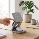 Cargador inalámbrico magnético plegable 3 en 1 Qi 15 W para iPhone Apple Watch y AirPods 68 x 68 x 23 mm con cable USB-C 6