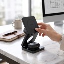 Cargador inalámbrico magnético plegable 3 en 1 Qi2 25 W para iPhone Apple Watch y AirPods 68 x 68 x 23 mm con cable USB-C 3