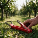 Škrabka na kůru stromů s hranatou hlavou 17 cm Oboustranné ostří z manganové oceli Červená plastová rukojeť Na kroužkování a roubování 5