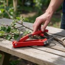 Škrabka na kůru stromů s kulatou hlavou a nožem 17 cm Čepel z manganové oceli Červená plastová rukojeť Na kroužkování a roubování 2