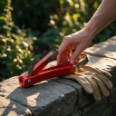 Škrabka na kůru stromů s kulatou hlavou a nožem 17 cm Čepel z manganové oceli Červená plastová rukojeť Na kroužkování a roubování 4