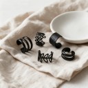 Juego de ear cuffs sin perforación 5 pcs Ear cuff para cartílago Varios diseños con recortes y textura Acero inoxidable Color negro unisex 4
