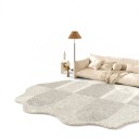 Kleine minimalistische vloerkleed Onregelmatige vorm met golvende rand Patroon van grijze bogen 160 x 120 cm Polyester Lichtgrijs 3
