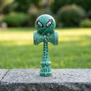 Kendama Krakelovaná med øjne motiv 18 cm Valnøddetræ Japansk kuglespil Koordinations træning For børn og voksne 6